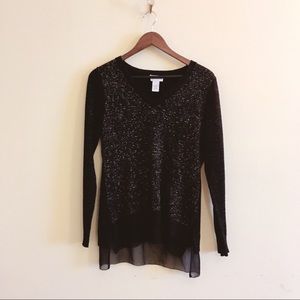 Soft Surroundings Sweater Hem Black Metallic Gold